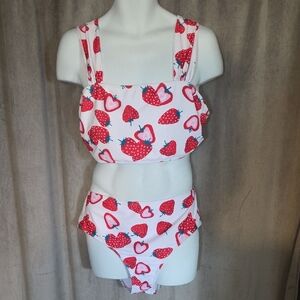 SHEIN NIP 3xl 4 Piece Red and White Strawberry Bikini